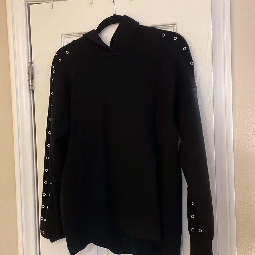 Black Grommet Hole Hoody from Zara